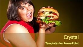  Presentation with obesity food - Cool new slide deck with female patient teeth in dental backdrop and a light blue colored foreground.