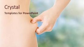  Presentation with fat - Theme consisting of obesity measurement - beautiful woman pinches fat background and a lemonade colored foreground