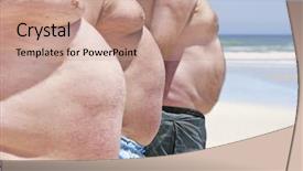  Presentation with obese - Presentation theme consisting of obesity measurement - close up of three obese background and a coral colored foreground