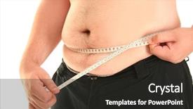  Presentation with measurement - PPT layouts with obesity measurement - fat guy isolated on white background and a dark gray colored foreground