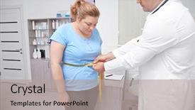  Presentation with measuring - Amazing slides having obesity measurement - male doctor measuring waist backdrop and a light gray colored foreground
