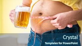  Presentation with body fat - Presentation design consisting of obesity measurement - man measuring body fat background and a ocean colored foreground