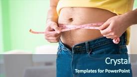  Presentation with body fat - Presentation theme having obesity measurement - man measuring body fat background and a ocean colored foreground