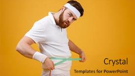  Presentation with measuring - Slide deck having obesity measurement - portrait of a disappointed sports background and a gold colored foreground