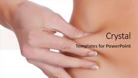  Presentation with fat - Amazing presentation theme having obesity measurement - woman pinches fat backdrop and a coral colored foreground