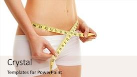  Presentation with large orchestra tape recorder - Presentation theme enhanced with obesity measurement - woman with measure tape background and a coral colored foreground