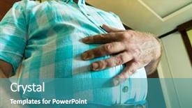  Presentation with obesity - Slide deck with obesity surgery - fat man belly bottom background and a teal colored foreground