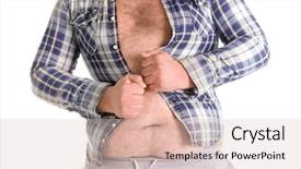  Presentation with weight loss - PPT theme having obesity surgery - fat man on white background background and a lemonade colored foreground