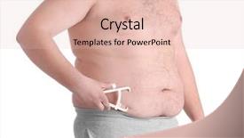  Presentation with weight loss - Cool new PPT theme with obesity surgery - fat man with measuring caliper backdrop and a lemonade colored foreground