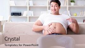  Presentation with obesity - PPT layouts featuring obesity surgery - man suffering from extra weight background and a  colored foreground