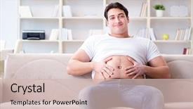  Presentation with obesity - Presentation design featuring obesity surgery - man suffering from extra weight background and a soft green colored foreground