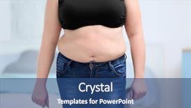  Presentation with obesity and weight loss - Cool new slide set with obesity surgery - stout adult woman at home backdrop and a ocean colored foreground