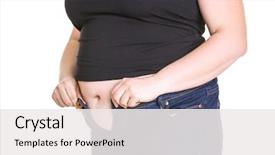  Presentation with weight loss - Theme having obesity surgery - stout adult woman trying background and a white colored foreground