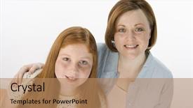  Presentation with obesity - Slide set featuring obesity teenagers - happy mother and daughter background and a coral colored foreground