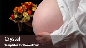  Presentation with obgyn - Beautiful presentation design featuring obgyn - pregnant woman's stomach and flowers backdrop and a wine colored foreground