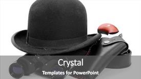  Presentation with detective - Beautiful slide set featuring object detection - black bowler hat spyglass backdrop and a dark gray colored foreground