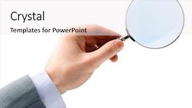  Presentation with magnifying lens over - Presentation with object detection - magnifying glass in hand isolated background and a sky blue colored foreground