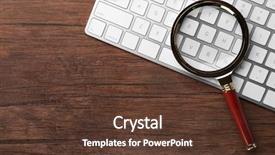 Presentation with magnifying glass - Presentation theme having object detection - magnifying glass on keyboard internet background and a tawny brown colored foreground