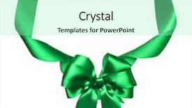  Presentation with emerald green ribbon - PPT theme consisting of object on white as frame background and a  colored foreground