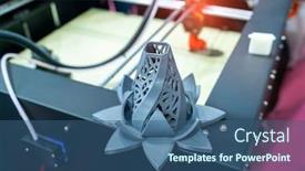  Presentation with industrial revolution - Colorful presentation design enhanced with object-printed-3d-printer-close backdrop and a ocean colored foreground