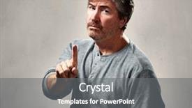  Presentation with over come challange - PPT theme consisting of objections - disapproval refusing man gesture background and a gray colored foreground