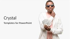  Presentation with banking bank vault door - Cool new theme with objections successes - african man holding dollar bank backdrop and a  colored foreground