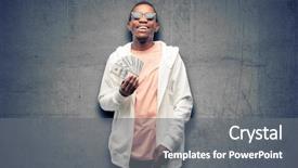  Presentation with banking bank vault door - PPT theme featuring objections successes - african man holding dollar bank background and a  colored foreground