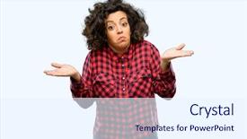  Presentation with arab - Colorful PPT theme enhanced with objections successes - beautiful arab woman doubt expression backdrop and a  colored foreground