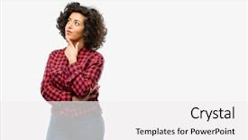  Presentation with arabic woman beautiful muslim face - Beautiful PPT theme featuring objections successes - beautiful arab woman thinking backdrop and a  colored foreground