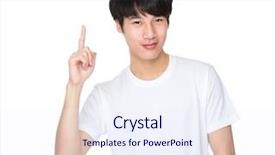  Presentation with smart - Presentation design with objections successes - happy smart man hand finger background and a sky blue colored foreground