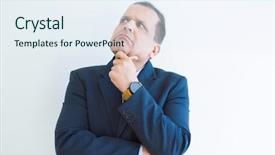  Presentation with thinking - Audience pleasing PPT layouts consisting of objections successes - middle age man thinking clueless backdrop and a  colored foreground