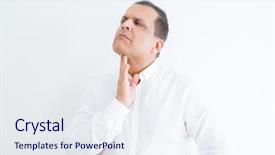  Presentation with thinking - Amazing presentation having objections successes - middle age man thinking clueless backdrop and a  colored foreground