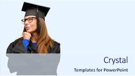  Presentation with thinking - Slides having objections successes - senior graduate student woman thinking background and a  colored foreground