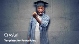  Presentation with black man - Slides enhanced with objections successes - young african graduate student black background and a  colored foreground