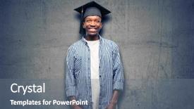  Presentation with black women student - Theme with objections successes - young african graduate student black background and a  colored foreground