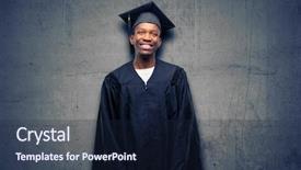  Presentation with black women student - Slide deck consisting of objections successes - young african graduate student black background and a  colored foreground