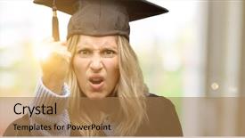  Presentation with angry - Presentation having objections successes - young graduate woman irritated background and a  colored foreground