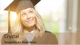  Presentation with creative thinking brain - Cool new slides with objections successes - young graduate woman thinking backdrop and a  colored foreground