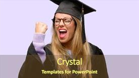  Presentation with university student internship - Audience pleasing presentation theme consisting of objections successes - young woman university graduate student backdrop and a  colored foreground