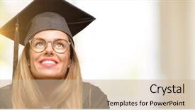  Presentation with student nurse teaching university - Presentation theme with objections successes - young woman university graduate student background and a  colored foreground