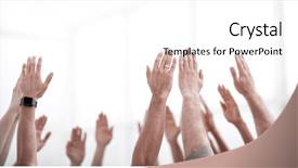  Presentation with team hands - Beautiful presentation theme featuring objectives - business background the business team backdrop and a white colored foreground