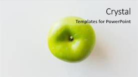  Presentation with food white - Presentation having objects concept - ripe green apple background and a white colored foreground
