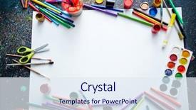  Presentation with creative - Slide deck consisting of objects for child creative art background and a sky blue colored foreground