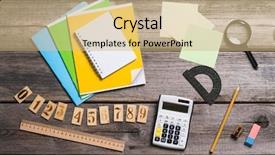  Presentation with education supplies - Cool new presentation theme with objects for education school supplies backdrop and a coral colored foreground