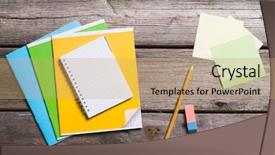  Presentation with education supplies - Slides consisting of objects for education school supplies background and a coral colored foreground