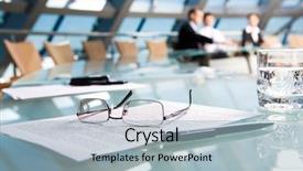  Presentation with conference table - PPT layouts having objects lying on the table background and a light blue colored foreground