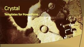  Presentation with compass map - PPT theme enhanced with antique compass binoculars - old fashioned objects background and a wine colored foreground