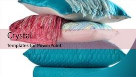  Presentation with smart objects - Presentation design with objects pillow and bed spread background and a coral colored foreground