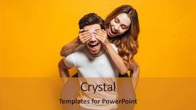  Presentation with fun - Cool new presentation theme with piggyback - image of loving couple having backdrop and a  colored foreground