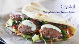  Presentation with vegan - Presentation enhanced with pita - tasty vegan falafel wrap shot background and a sky blue colored foreground